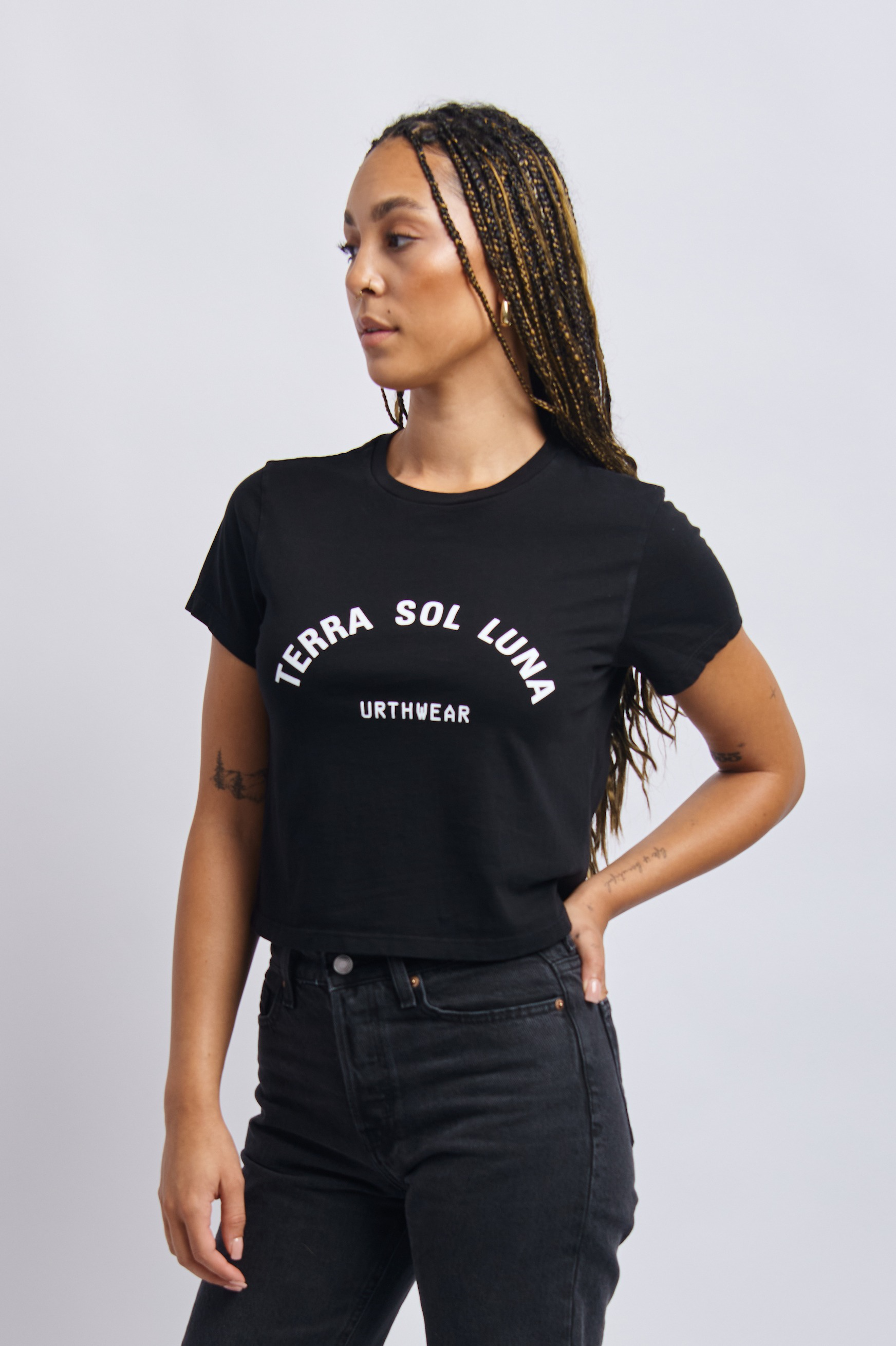 Terra Sol Luna Midweight Crew Tee, Super Black