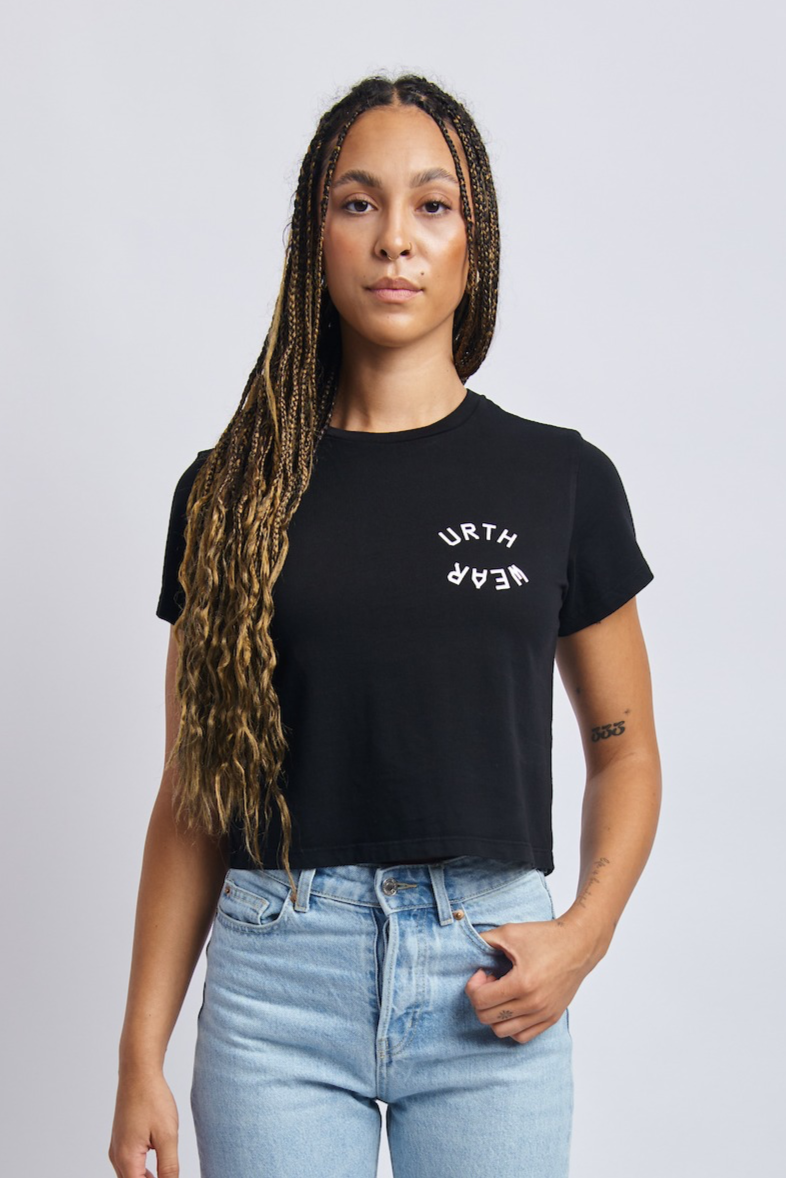 Split Logo Midweight Crew Tee, Super Black