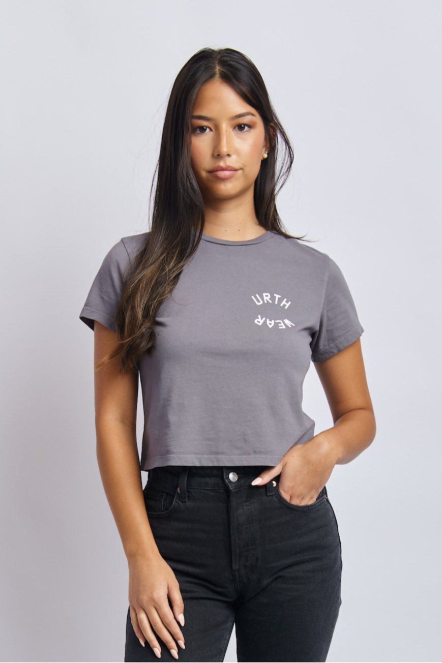 Split Logo Midweight Crew Tee, Gravel Grey