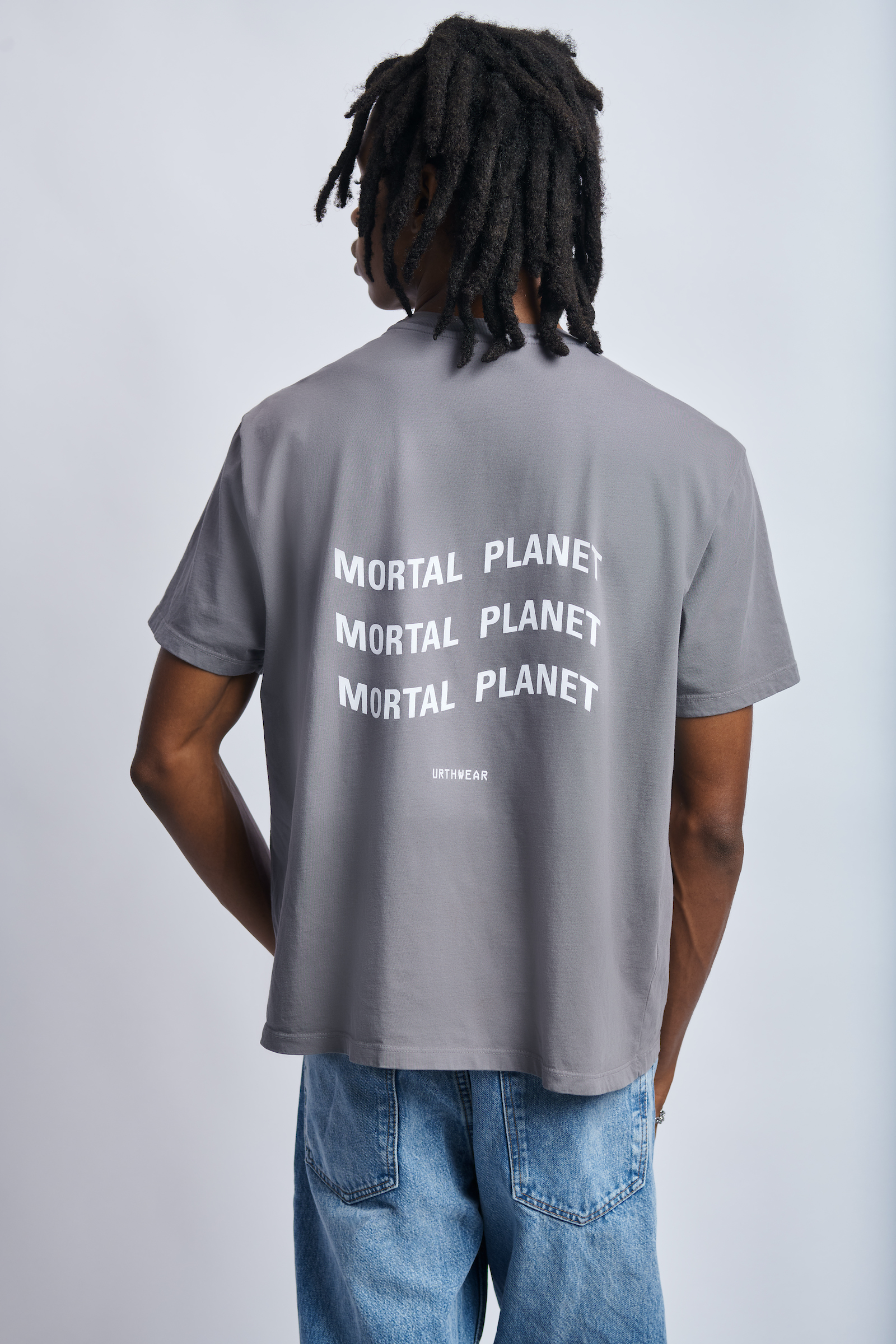 Mortal Planet Midweight Relaxed Tee, Gravel Grey