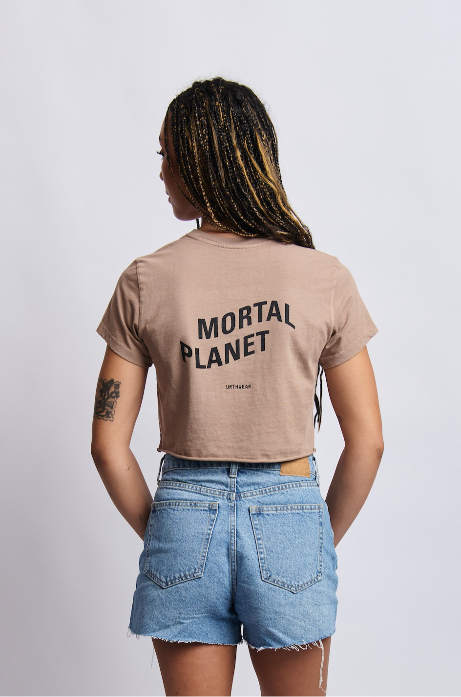 Mortal Planet Midweight Cropped Tee, Desert Clay