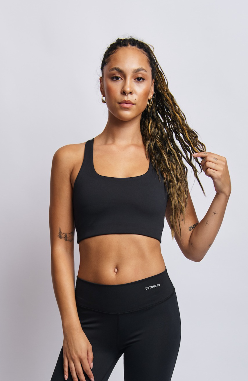 Ecomoss Low Neck Racerback Bra, Raven Black