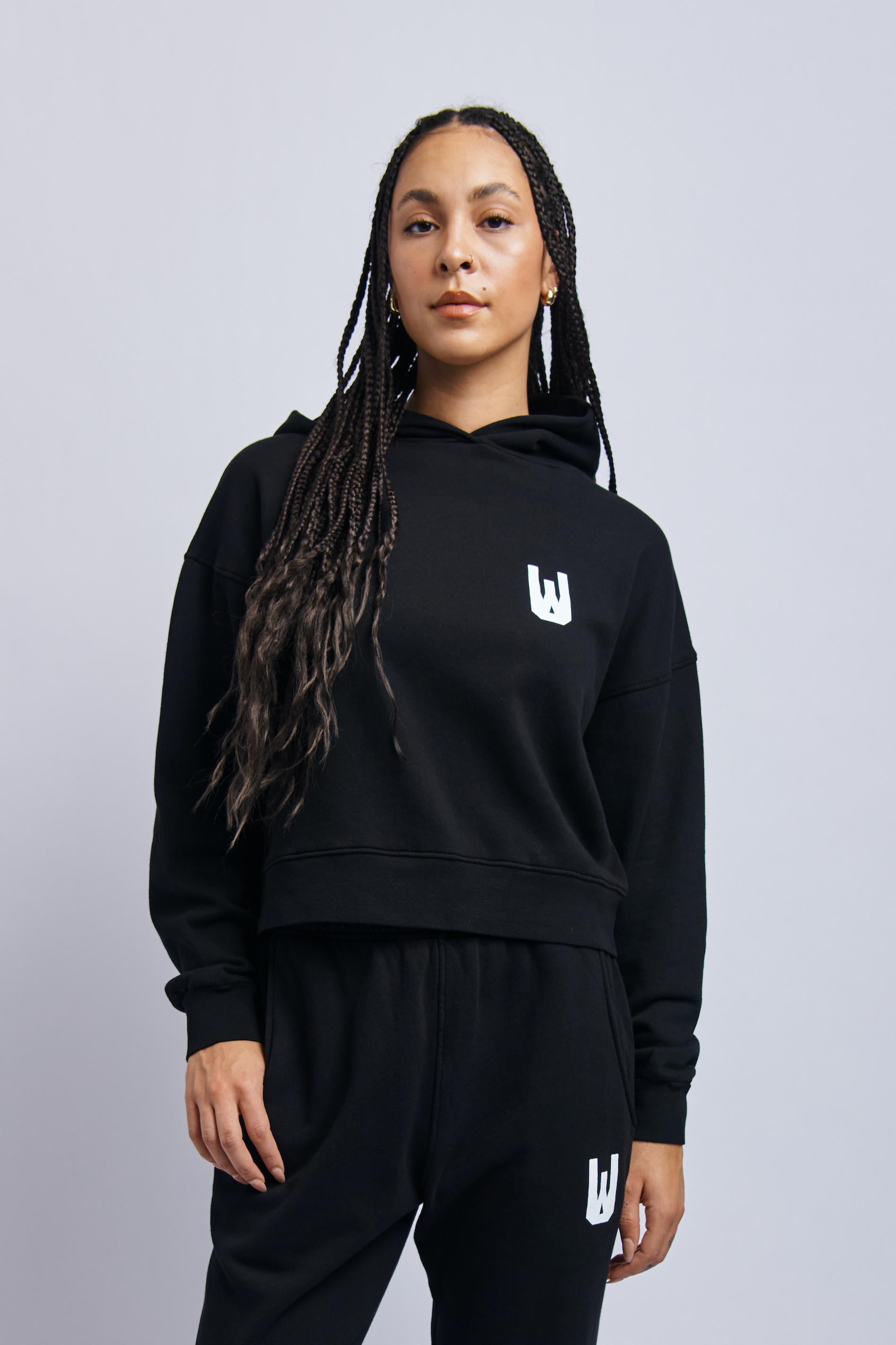 Women's Organic Icon Print Hoodie, Super Black
