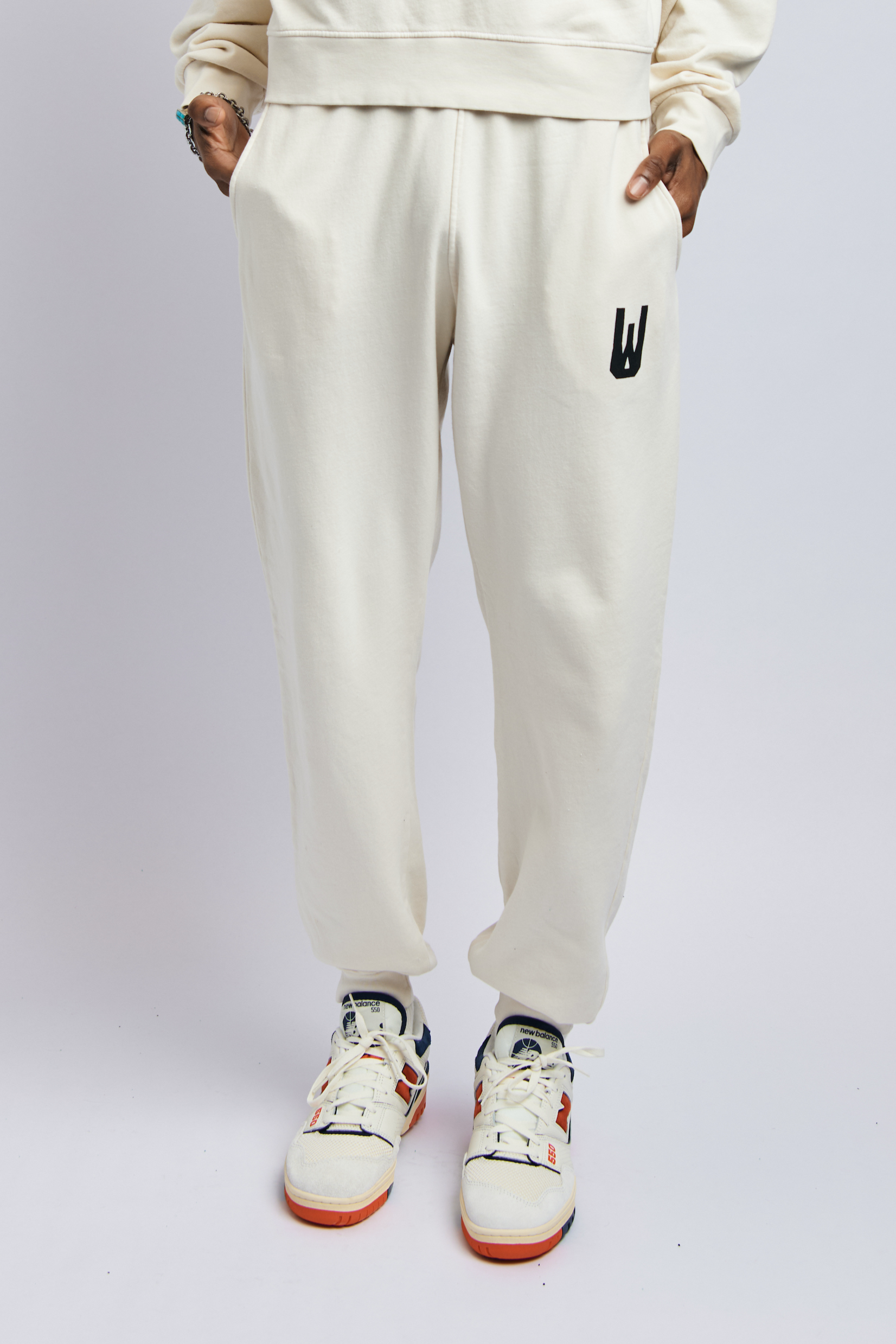 Men's Organic Icon Print Sweatpants, Alabaster White
