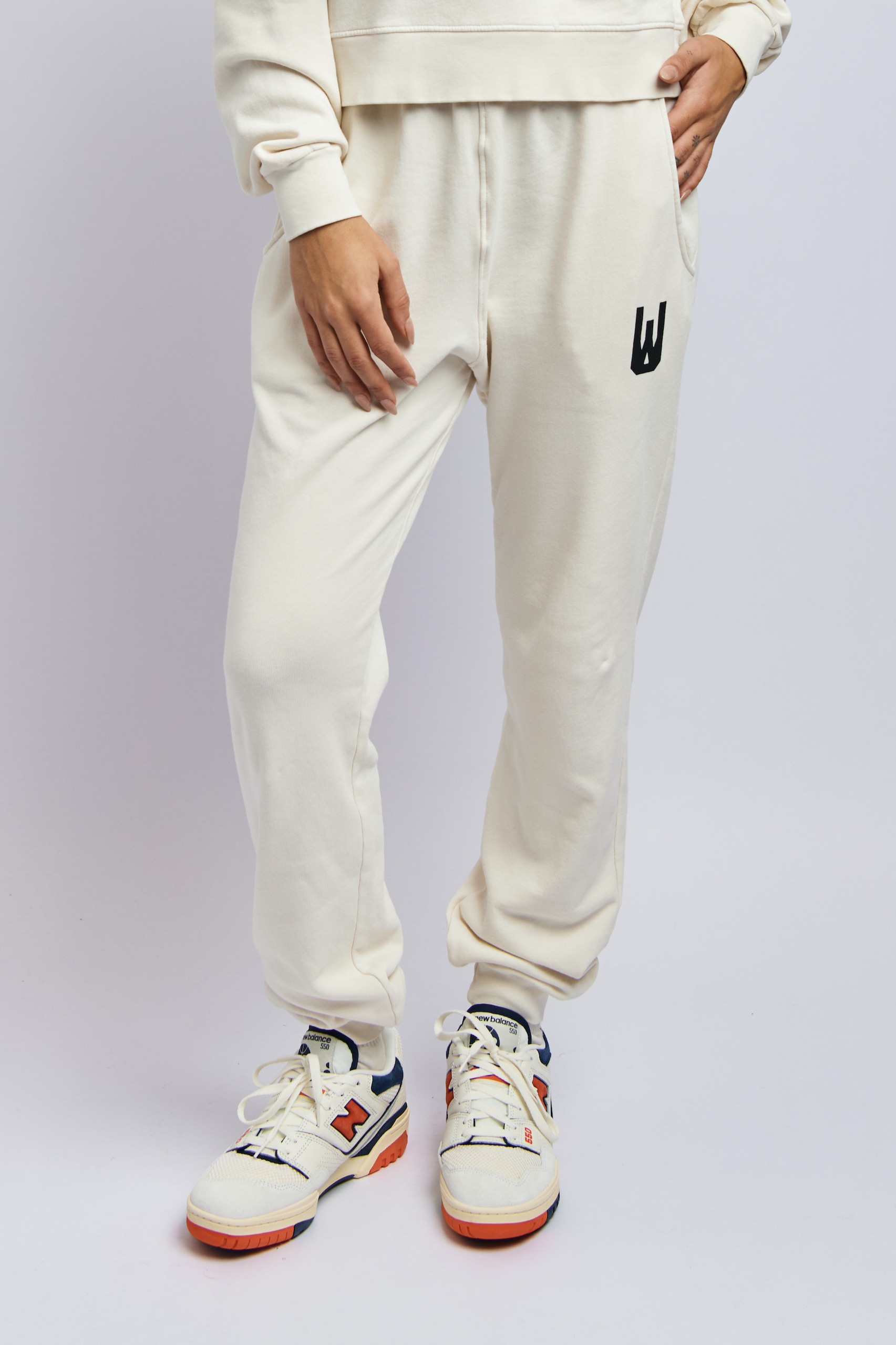 Women's Organic Icon Print Sweatpants, Alabaster White