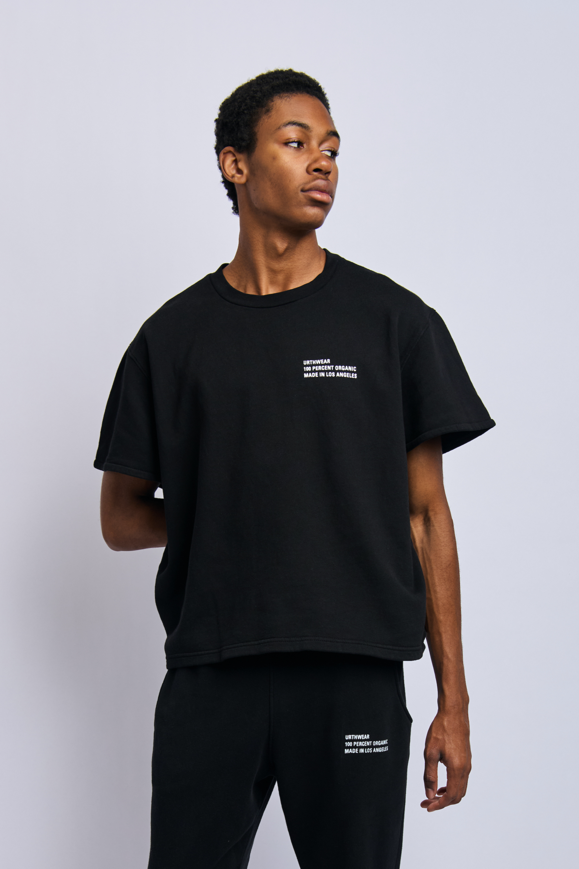 Organic Origins Print Fleece Tee, Super Black