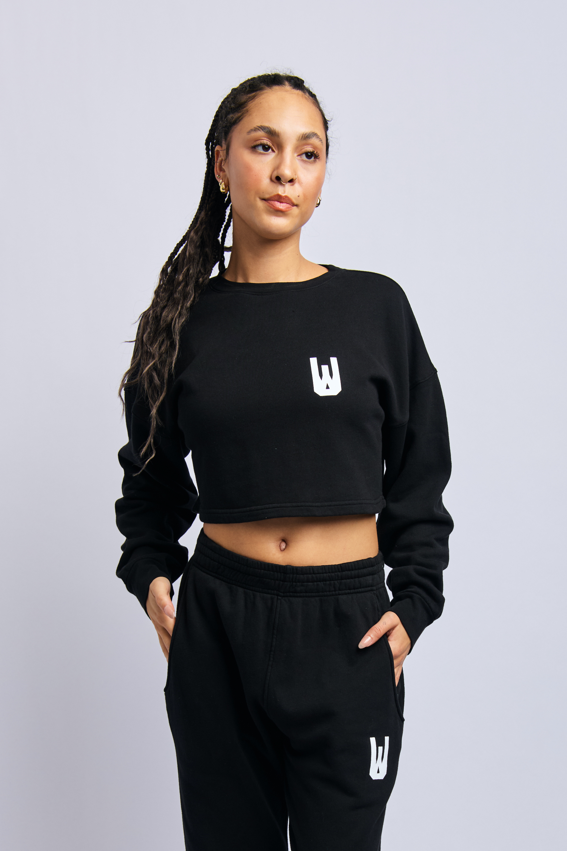 Icon Cloudfleece Cropped Sweatshirt, Super Black