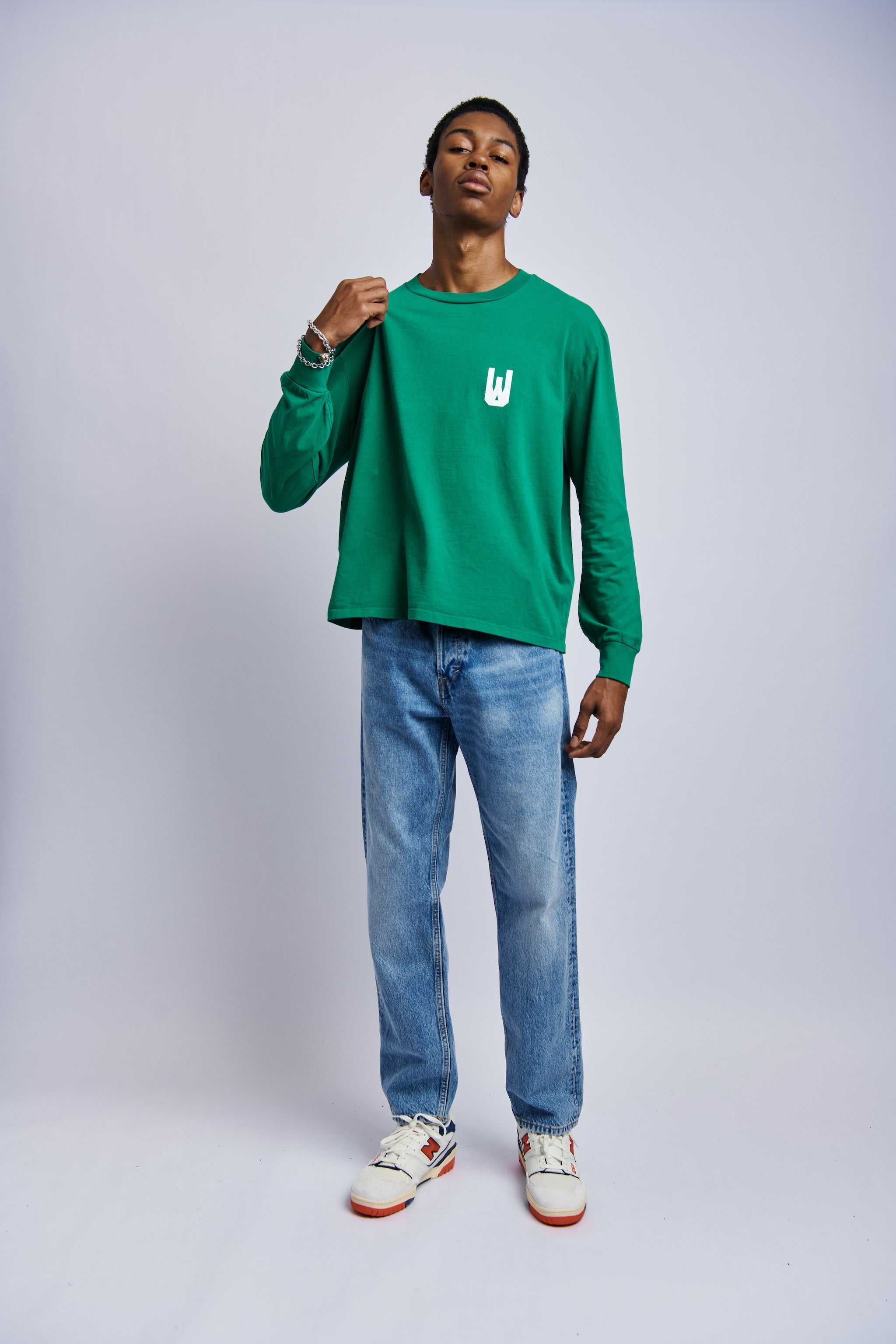 Men's Long Sleeve - Green, Relaxed Fit, GOTS Certified Organic