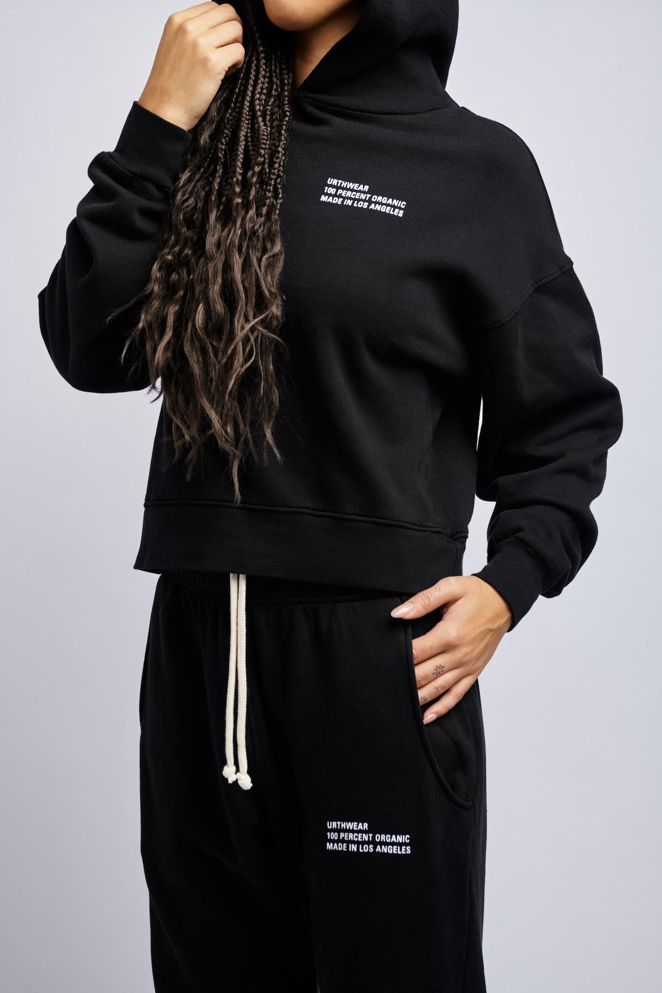 売れ筋商品|||アーバン クラシックス パーカー・スウェットシャツ レディース アウター LADIES LOGO WAISTBAND CROPPED HOODY - Hoodie - black Anbenser Womens Cropped Hoodies Long Sleeve Pullover Crop