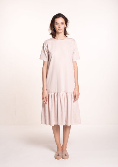 Dropped Waist Dress, Rose/Beige by Mila Vert - Sustainable