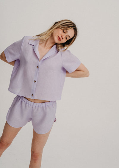 Linen Shorts 10/08, Lavender by Nago - Sustainable