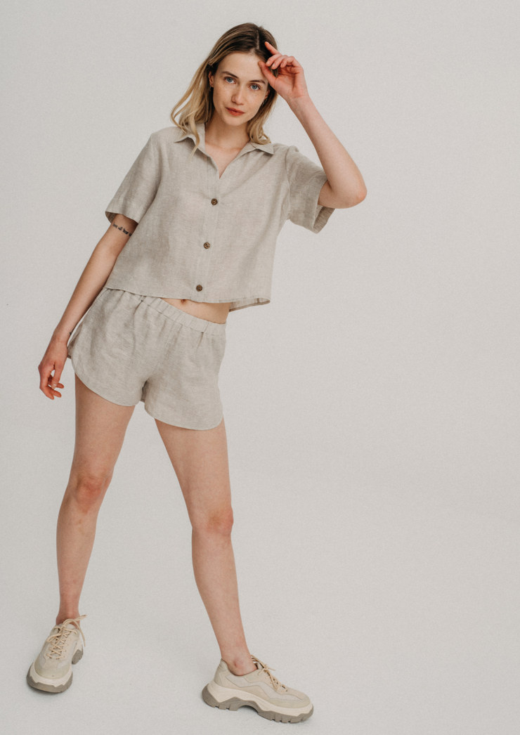 Linen Shorts 10/08, Oatmeal by Nago - Ethical