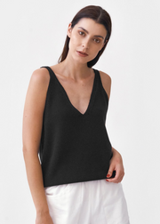 Knitted Strap Top, Black by Mila Vert - Sustainable 