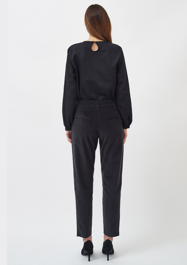Straight Corduroy Trousers, Anthracite by Mila Vert - Eco Conscious