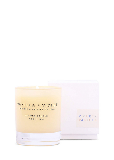 Statement Ivory Box Candle 7 OZ, Violet + Vanilla by Paddywax - Sustainable