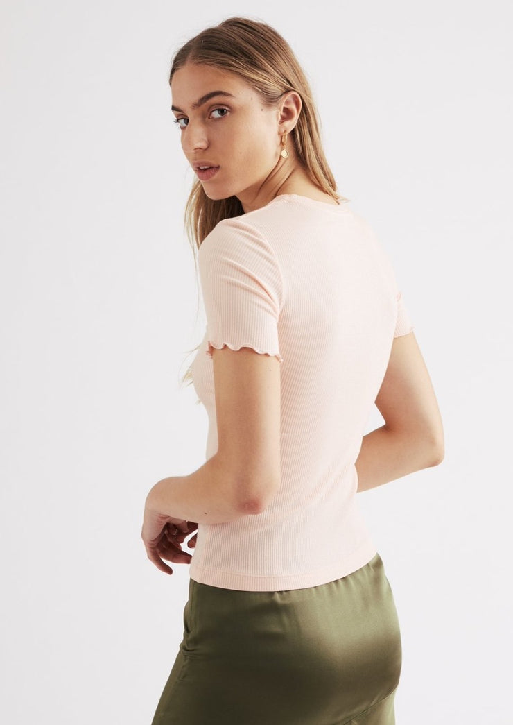 Nancy Ribbed Tee, Baby Pink by Jillian Boustred - Eco Conscious