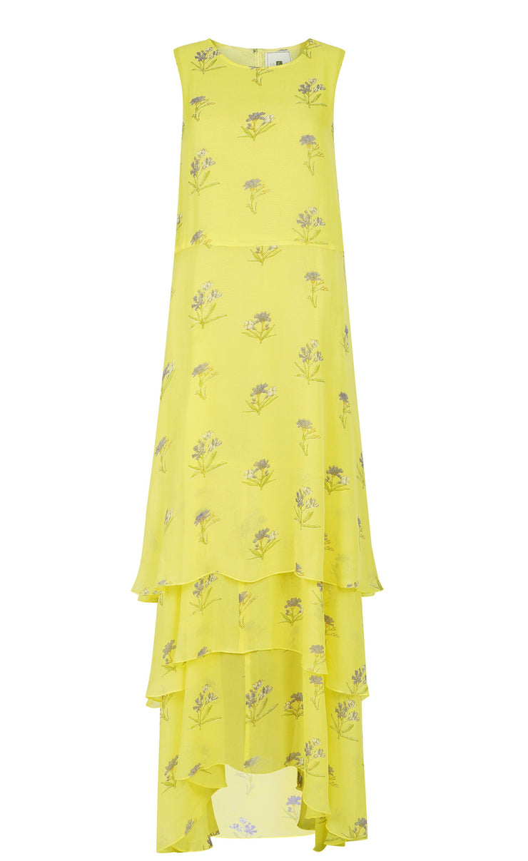 Lemon Lavender Tiered Dress, Yellow by Em & Shi - Eco Friendly