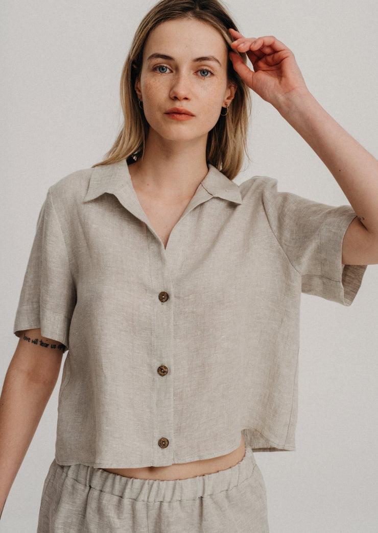 Linen Shirt 10/07, Oatmeal by Nago - Sustainable