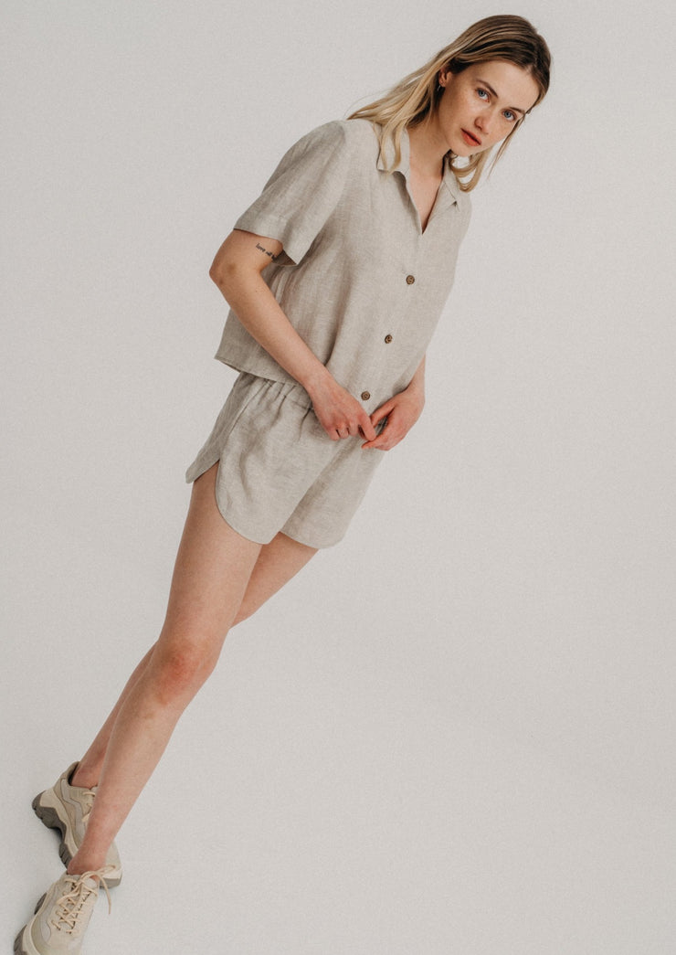 Linen Shorts 10/08, Oatmeal by Nago - Eco Conscious 