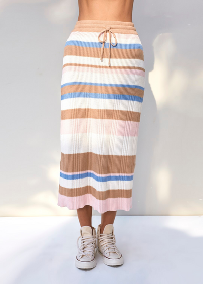 Vada Skirt, Boxy Stripe Sky Blue by Rue Stiic - Sustainable