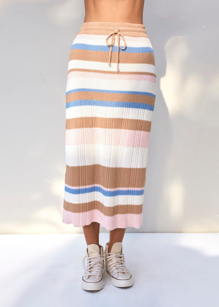 Vada Skirt, Boxy Stripe Sky Blue by Rue Stiic - Sustainable