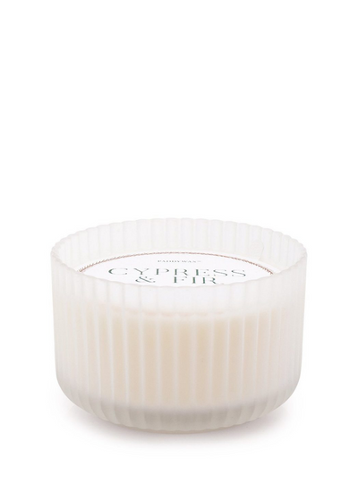 Frosted White Candle 15 OZ, Cypress Fir Holiday by Paddywax - Sustainable