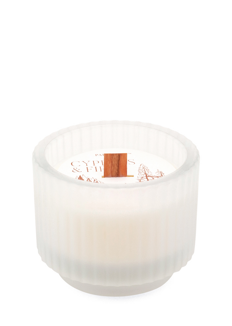 Frosted White Candle 5 OZ, Cypress Fir Holiday by Paddywax - Sustainable