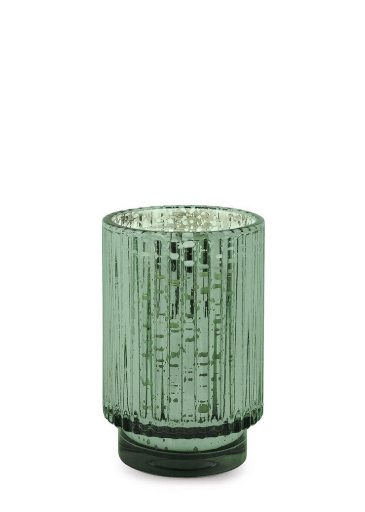 Green Mercury Tall Ribbed Glass Candle 12 OZ, Cypress Fir Holiday by Paddywax - Sustainable