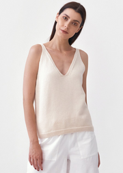 Knitted Strap Top, Cream by Mila Vert - Ethical 