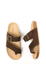 Two Strap Toe Peg Sandals, Dark Brown by Will's Vegan Shoes - Vegan