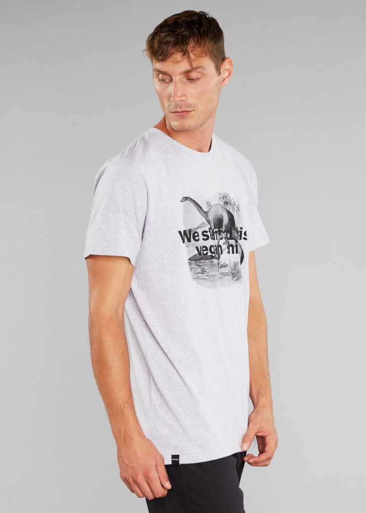 T-Shirt Stockholm Vegan Dino, Grey Melange by Dedicated - Ethical 