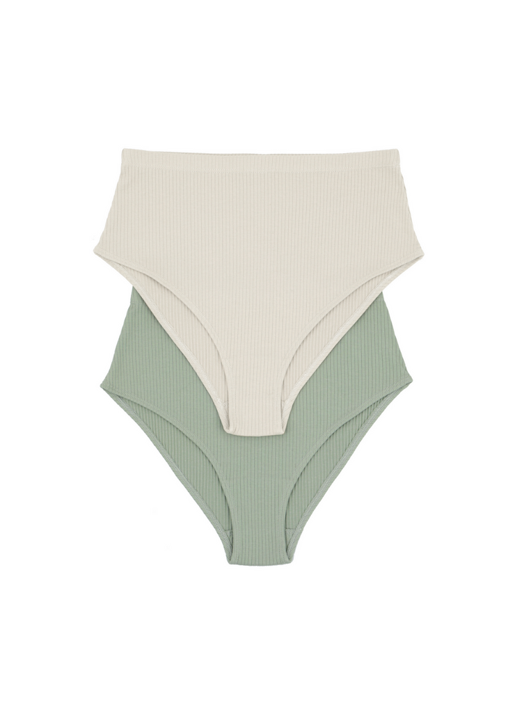 High Waisted Panties 19/02, White / Mint by Nago - Vegan 