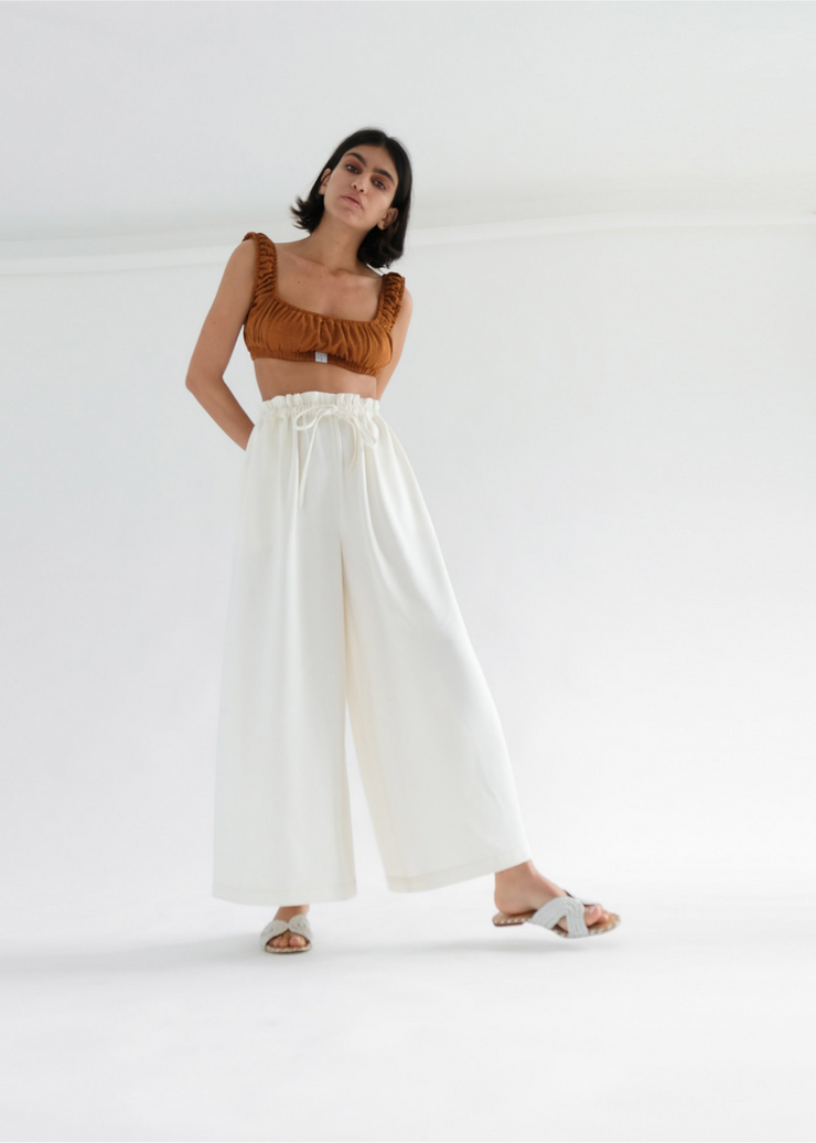 Heather Trousers, White by Oh Seven Days - Carbon Neutral