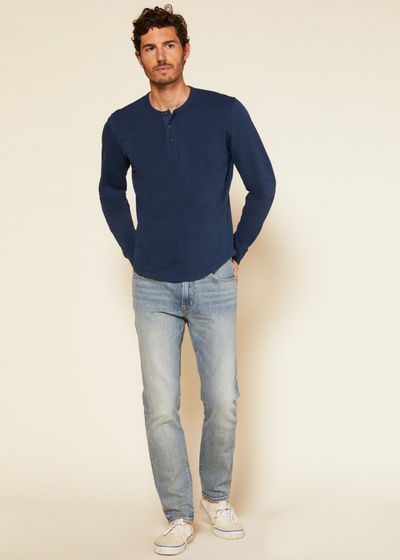 Second Spin Henley, Atlantic Blue by Outerknown - Sustainable