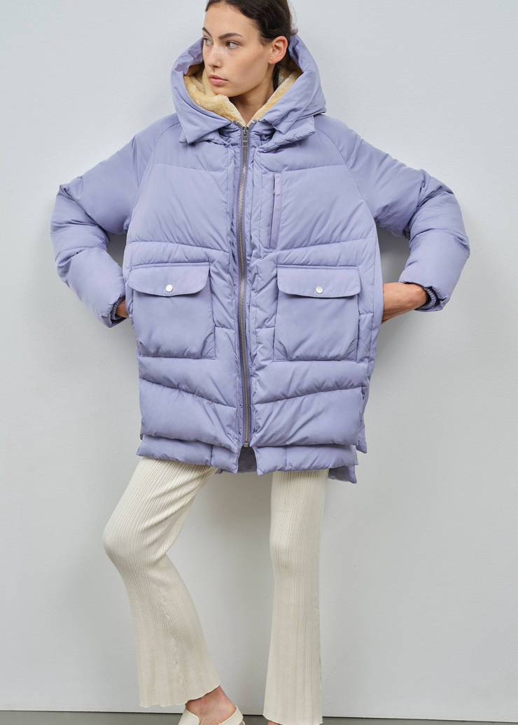 Lyndon Puffer Jacket, Lilac Blue by Embassy Of Bricks And Logs - Ethical
