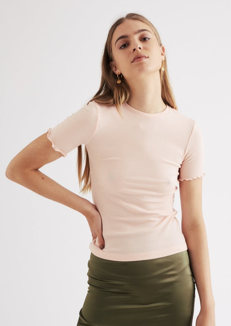 Nancy Ribbed Tee, Baby Pink by Jillian Boustred - Ethical