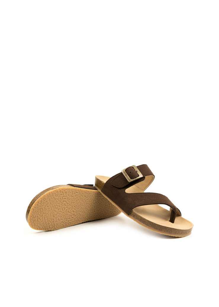 Two Strap Toe Peg Sandals, Dark Brown by Will&