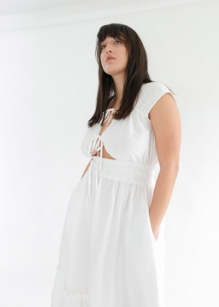 Winona Dress, White by Oh Seven Days - Biodegradable
