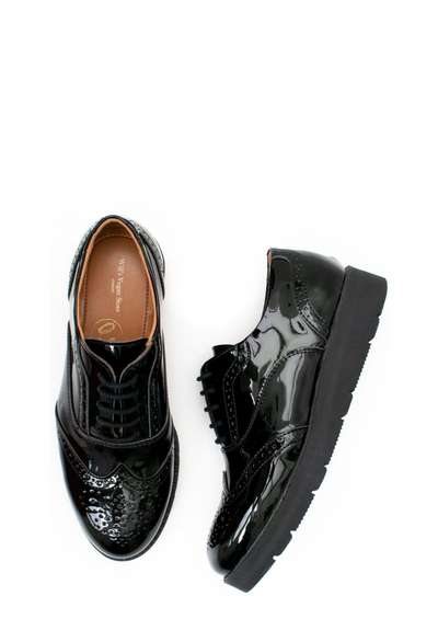 Flatform Brogues, Black by Will's Vegan Shoes - Sustainable