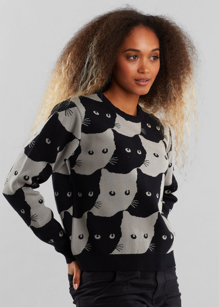 Sweater Arendal Cats, Grey by Dedicated - Eco Friendly 