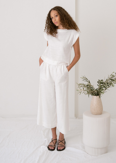 Everyday Crop Pant, Bone by Tribe Alive - Sustainable