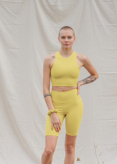 High-Rise Bike Short, Chartreuse by Girlfriend Collective - Sustainable