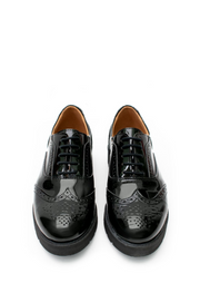 Flatform Brogues, Black by Will's Vegan Shoes - Eco Friendly