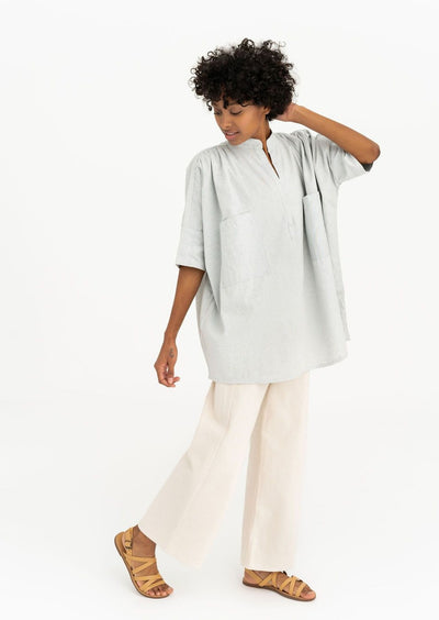 Split Neck Top, Solid Sol by Tribe Alive - Sustainable