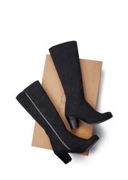 Heeled Knee High Boots, Black by Will's Vegan Shoes - Carbon Neutral