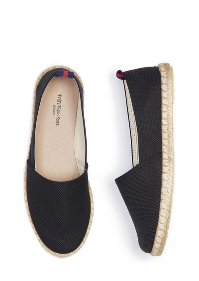 Recycled Espadrille Loafers, Black by Will's Vegan Shoes - Sustainable
