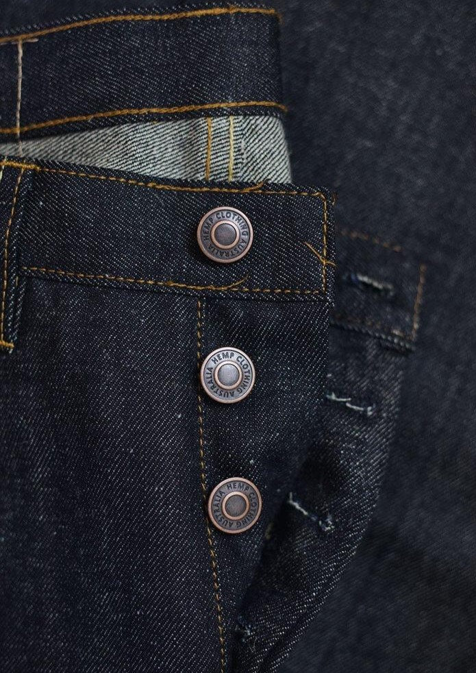 Selvedge Denim Jeans, Indigo Blue-Black by Hemp Clothing Australia - Environmentally Friendly