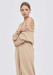 Knitted Relief Long Cardigan, Sand by Mila Vert - Ethical