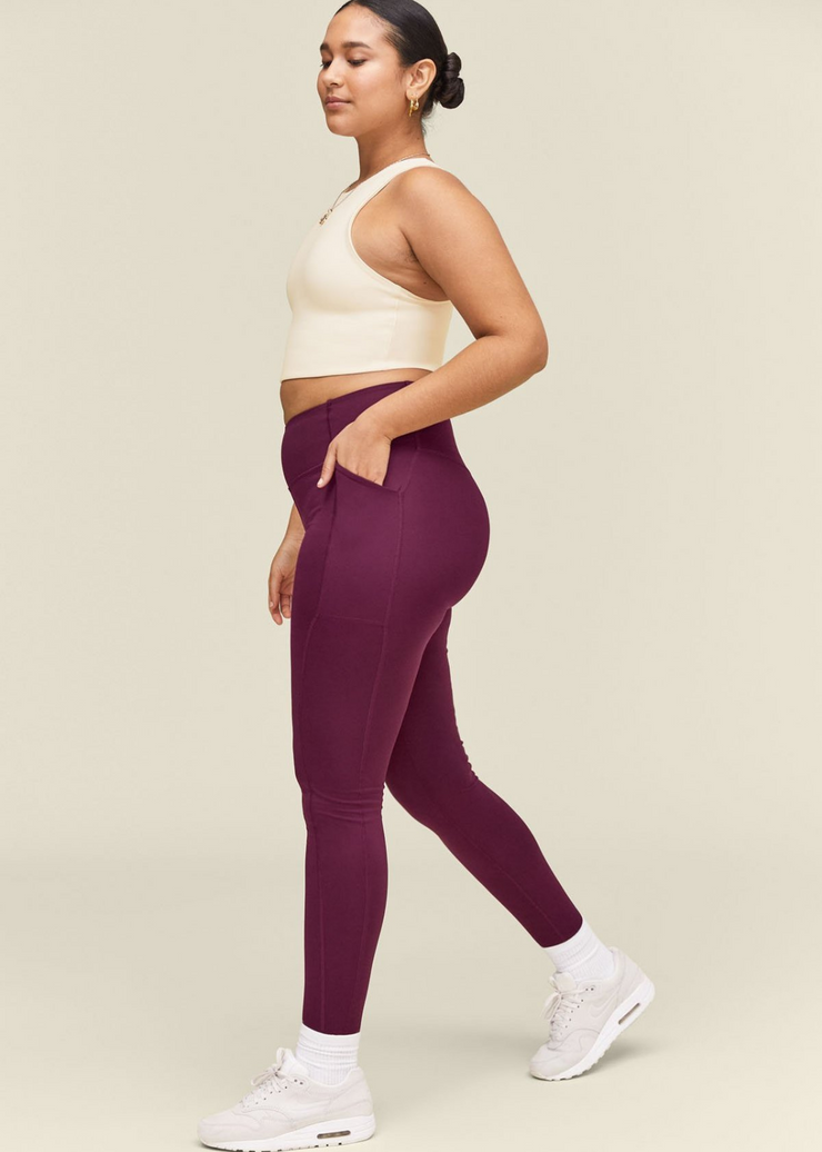 High-Rise Compressive Pocket Leggings, Plum by Girlfriend Collective - Ethical