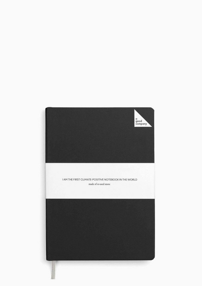 Recycled Stone Paper Notebook, Charcoal Black by A Good Company - Sustainable